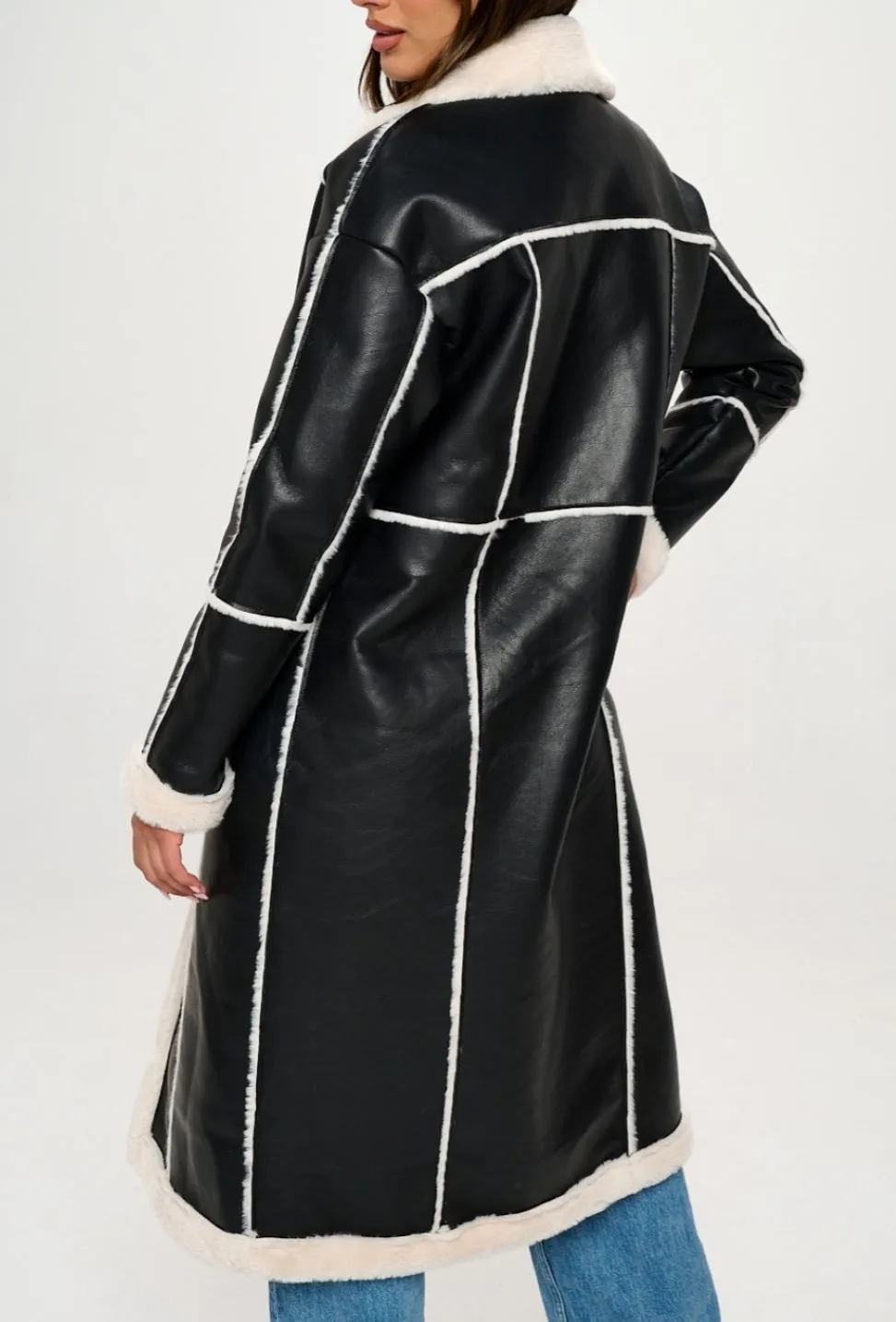 Vegan Leather and Fur Coat