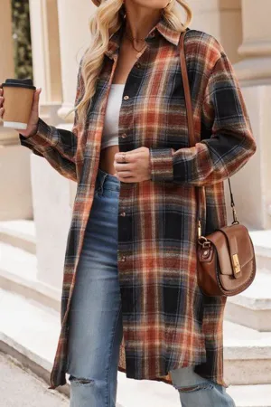 Easy Fit WOMEN CLASSIC PLAID PATTERN LONG LENGTH SHACKET