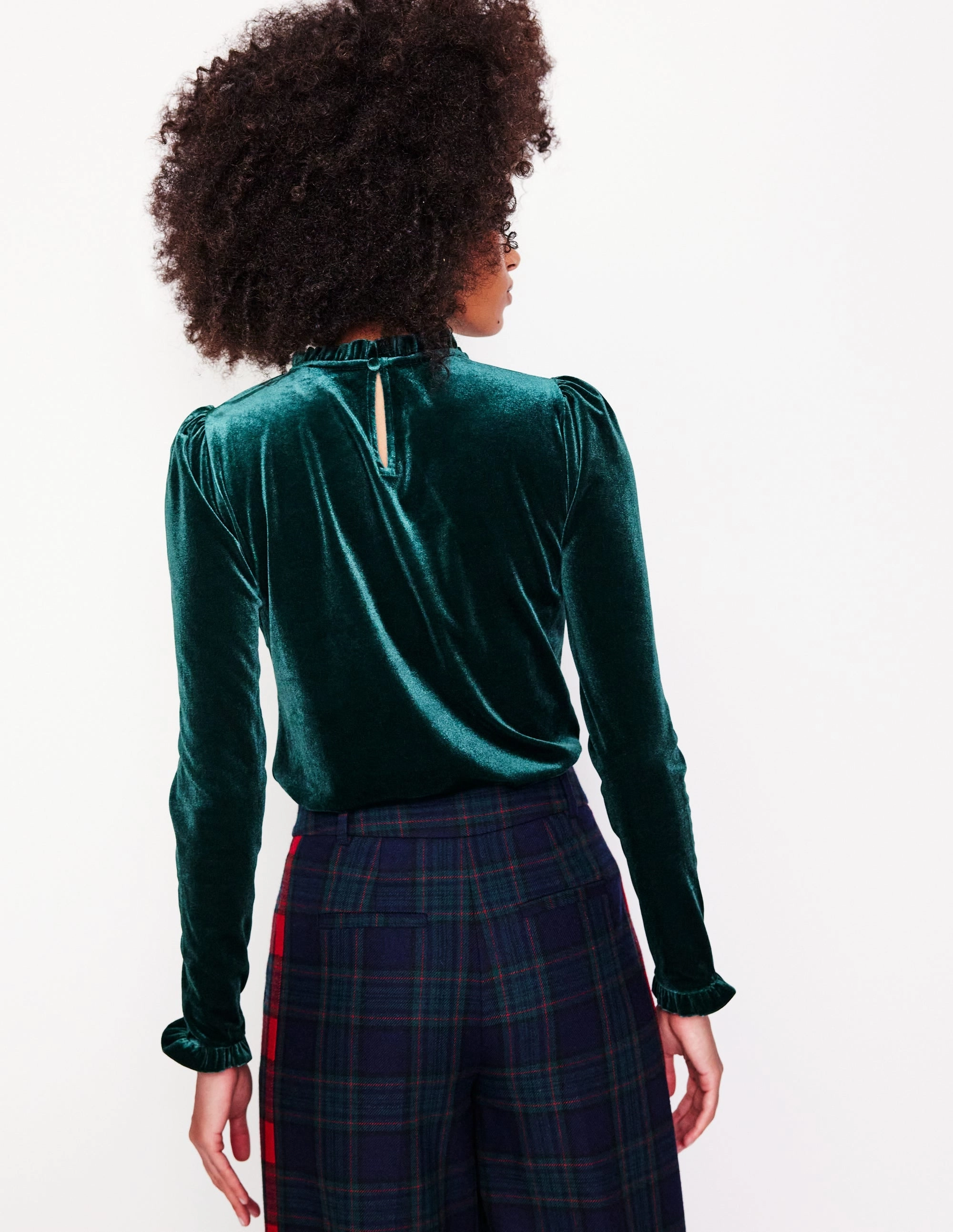 Velvet Frill Neck Top-Glade BondedShoulder