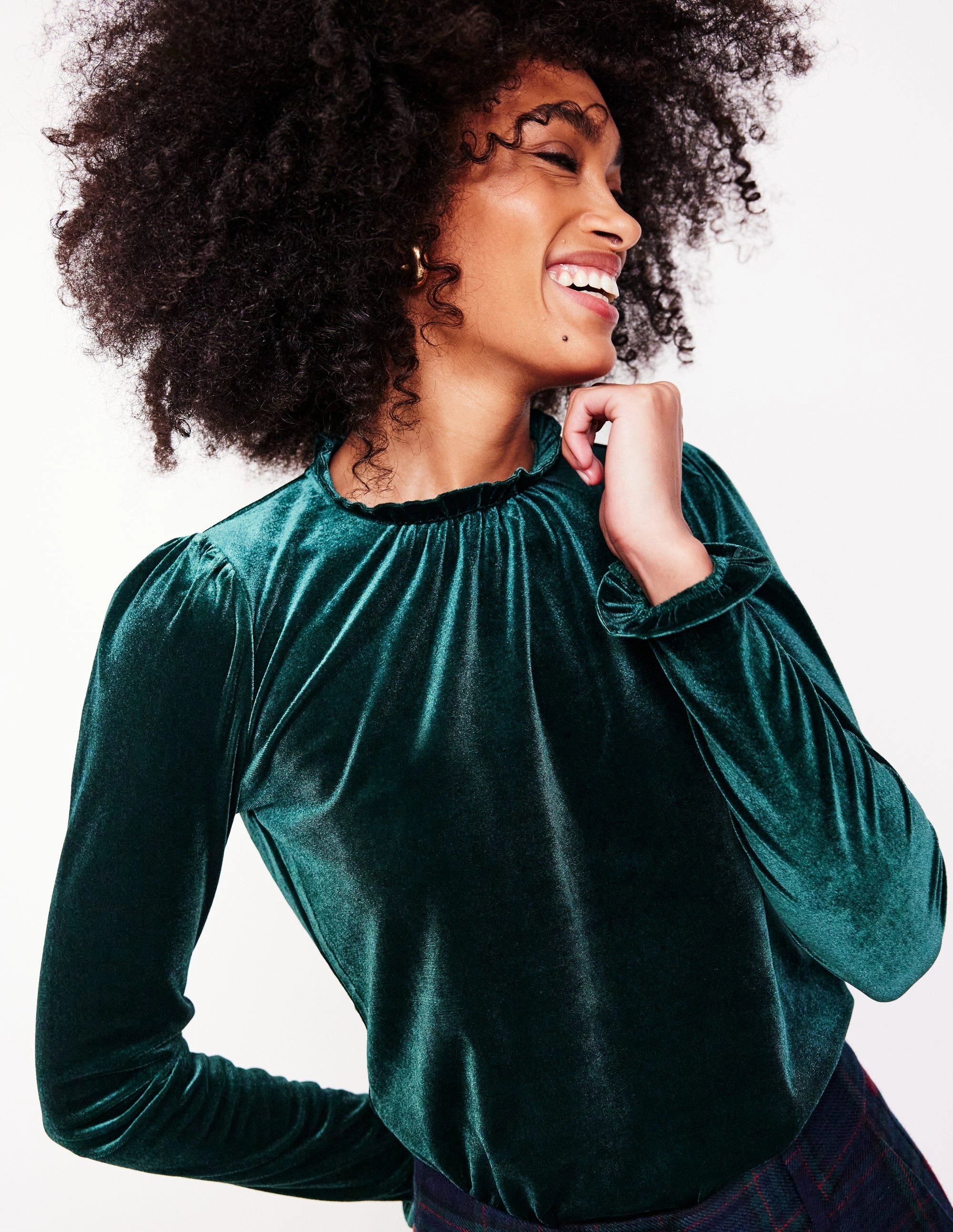Velvet Frill Neck Top-Glade TaglessDesign