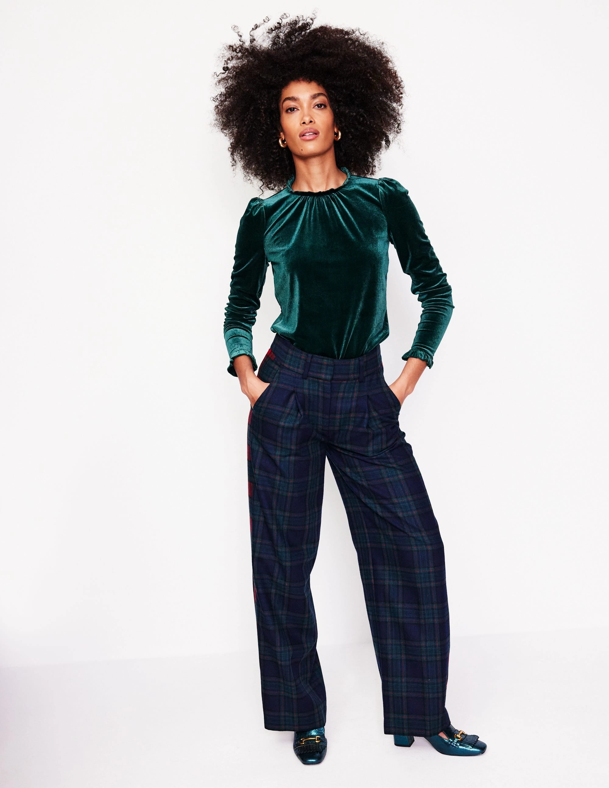 Velvet Frill Neck Top-Glade YarnDyeStripe