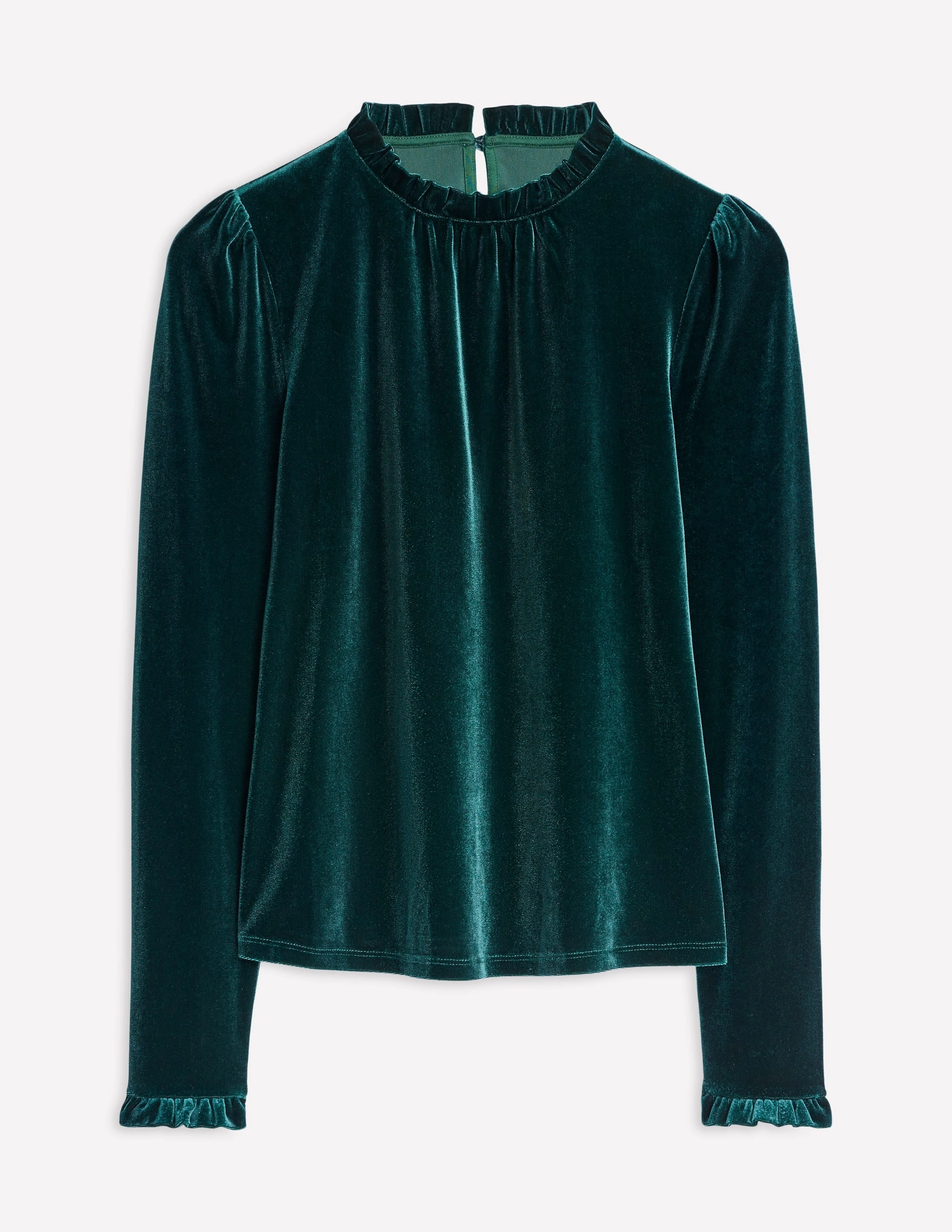 Eco Friendly Dye Process Layered Collar Design Velvet Frill Neck Top-Glade