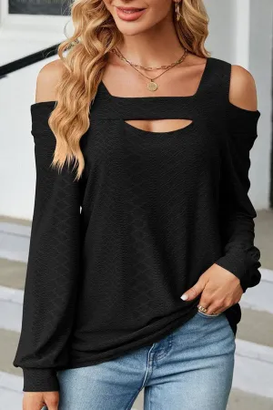 FourWayStretchFabric WrinkleResistant Cloth WOMEN SHOULDER STRAP CUT OUT DETAILED BLOUSE TOP