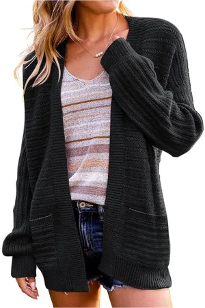 DoubleStitched Hemming Unstructured Fit WOMENS KNITTED OPEN FRONT CARDIGAN
