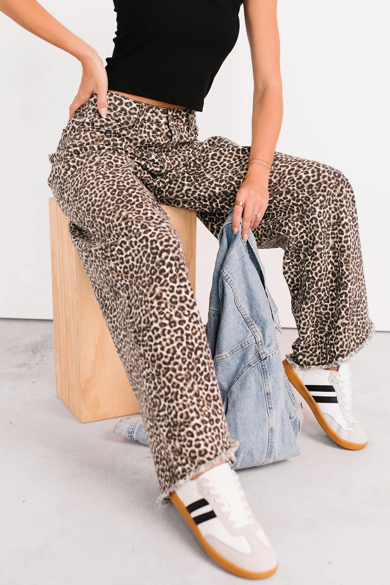 BambooBlend Kaya Tummy Control Wide Leg Saige Denim Jeans (Leopard)