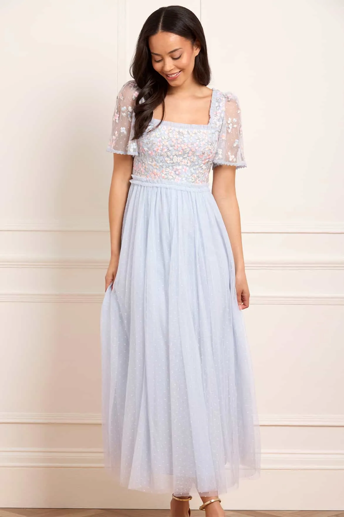 Versailles Ditsy Bodice Ankle Gown Chic Layers