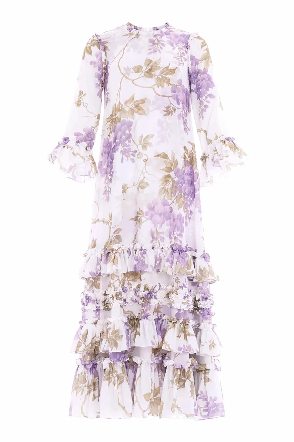 Urban Minimalism Wisteria Chiffon Round Neck Ankle Gown