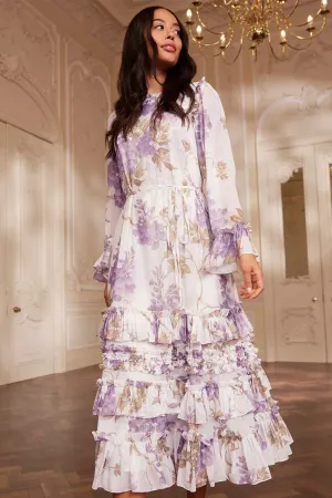 Wisteria Chiffon Round Neck Ankle Gown Comfortable and Fashionable Kind Glow
