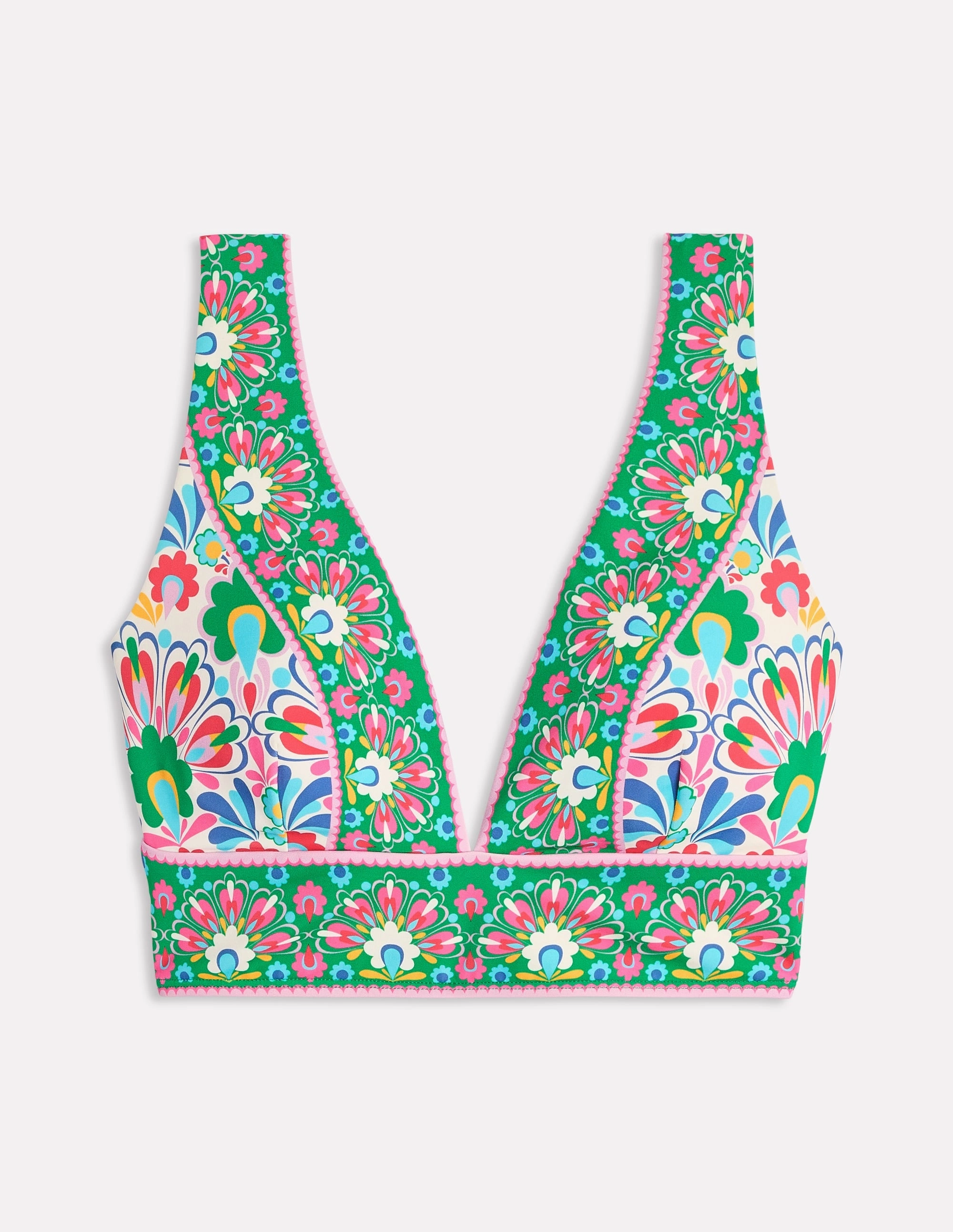 Chafe Free Seams Soft Touch Lining Porto Bikini Top-Multi, Decorative Dandelion