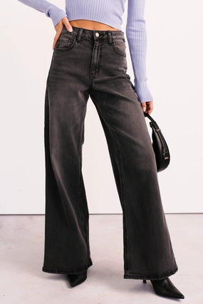 Bane High Rise Wide Leg Cello Jeans (Grey) MinimalistCut