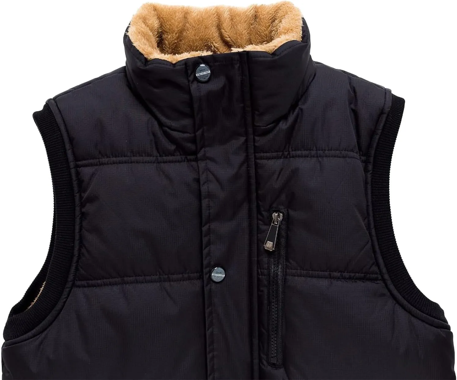 Vest For Men And Winter Fashion Casual Zipper Collar Pocket Hooded Sleeveless Cotton Padded Jacket Vest Top Mens