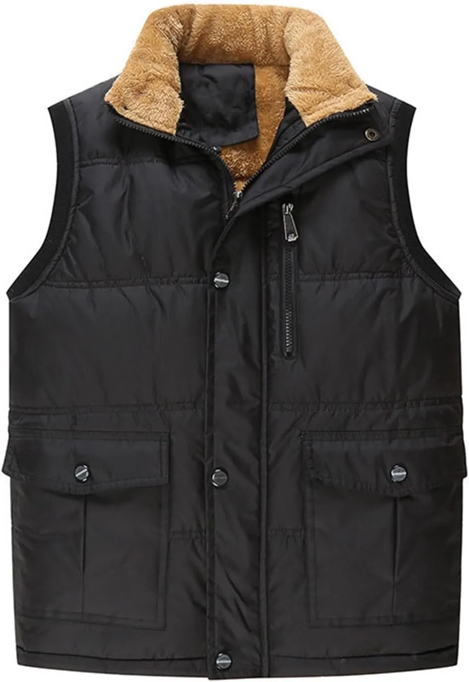 Vest For Men And Winter Fashion Casual Zipper Collar Pocket Hooded Sleeveless Cotton Padded Jacket Vest Top Mens