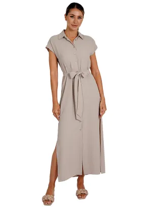 Timeless fitted silhouette Soft Draping Maggie Dress Taupe