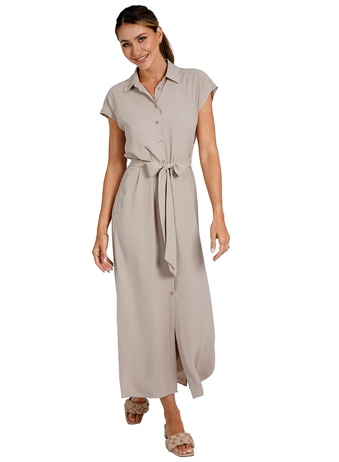 Maggie Dress Taupe Flexible Waist