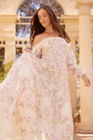 Lunaria Wreath Off-Shoulder Long Sleeve Gown Perfect For Any Occasion