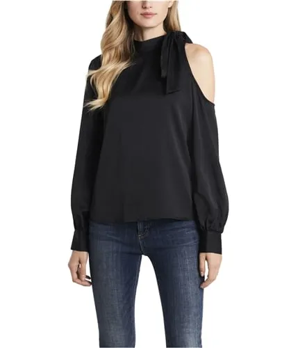 Vince Camuto Womens Solid Cold Shoulder Blouse