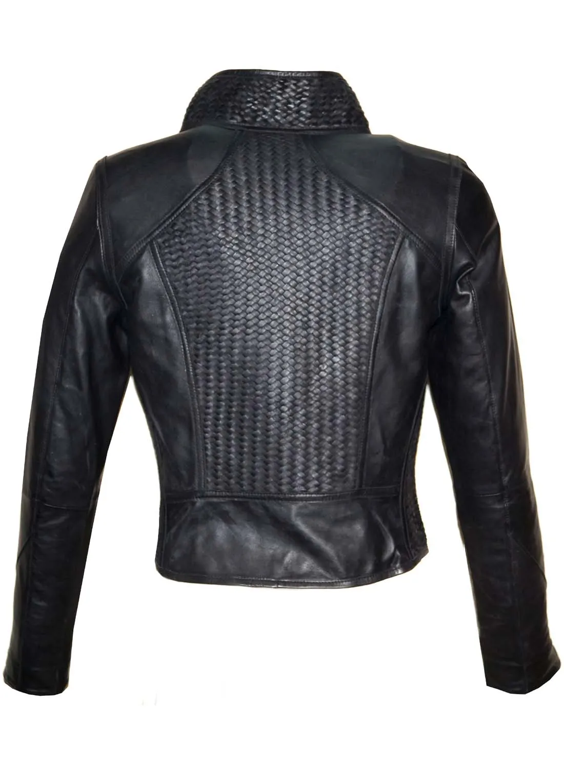 Vinni Leather Designer Women Full Woven Jacket