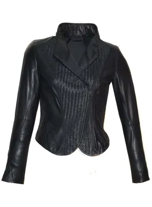Vinni Leather Designer Women Full Woven Jacket