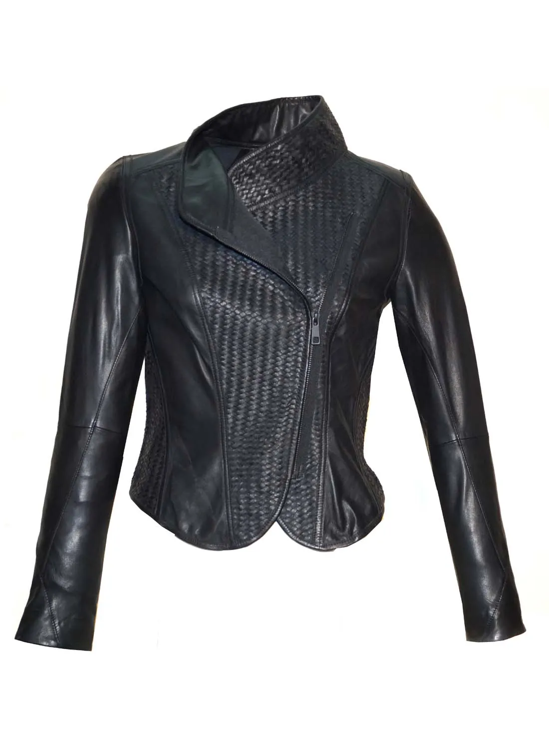 Vinni Leather Designer Women Full Woven Jacket