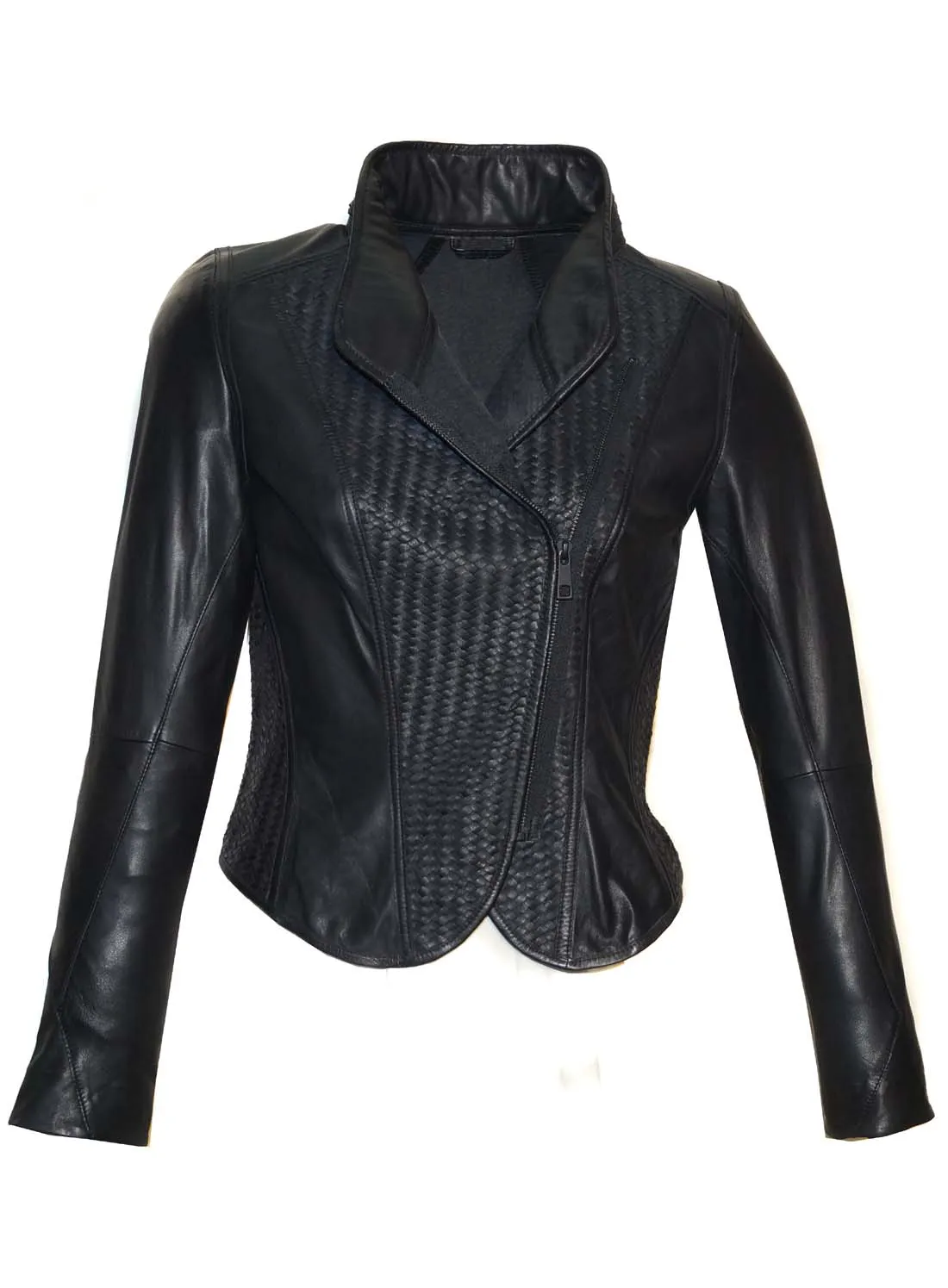Vinni Leather Designer Women Full Woven Jacket