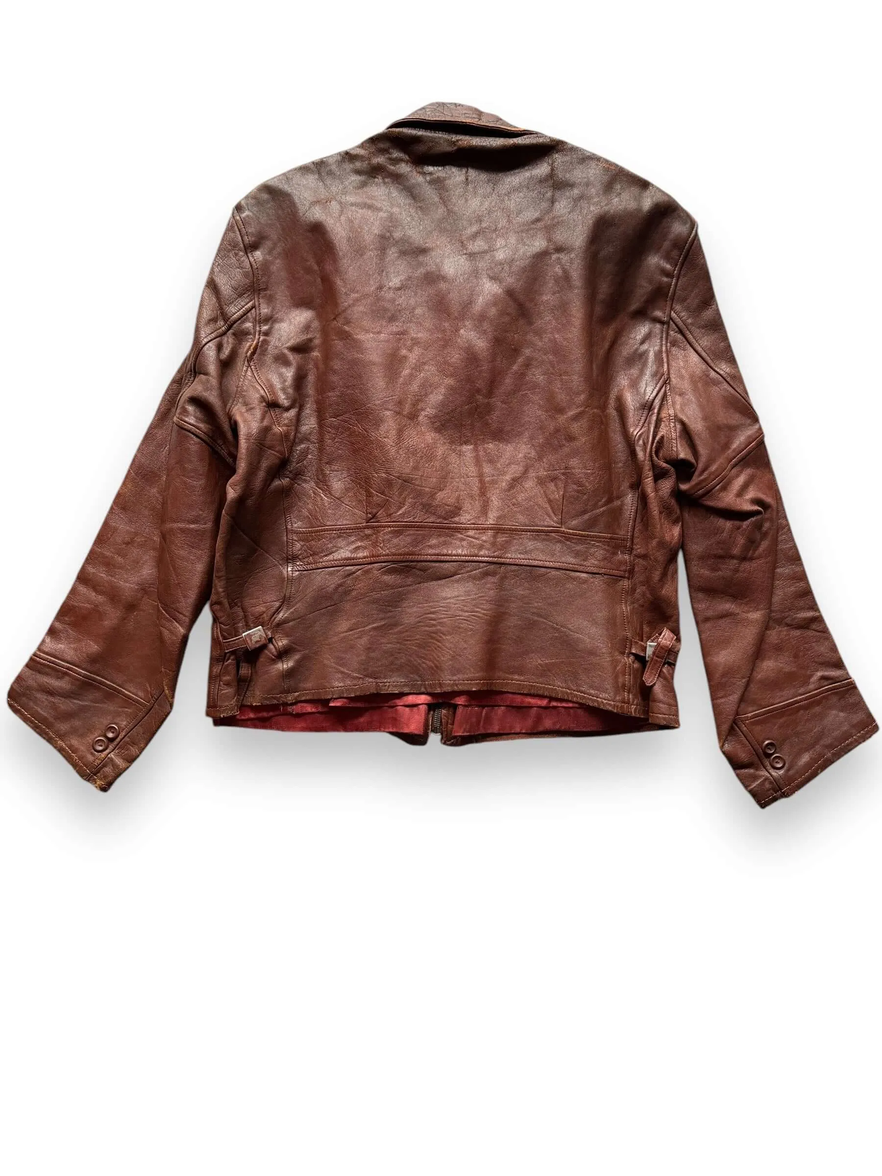 Vintage 30s/40s Era Leather Jacket with Crown Spring Loaded Zipper SZ L