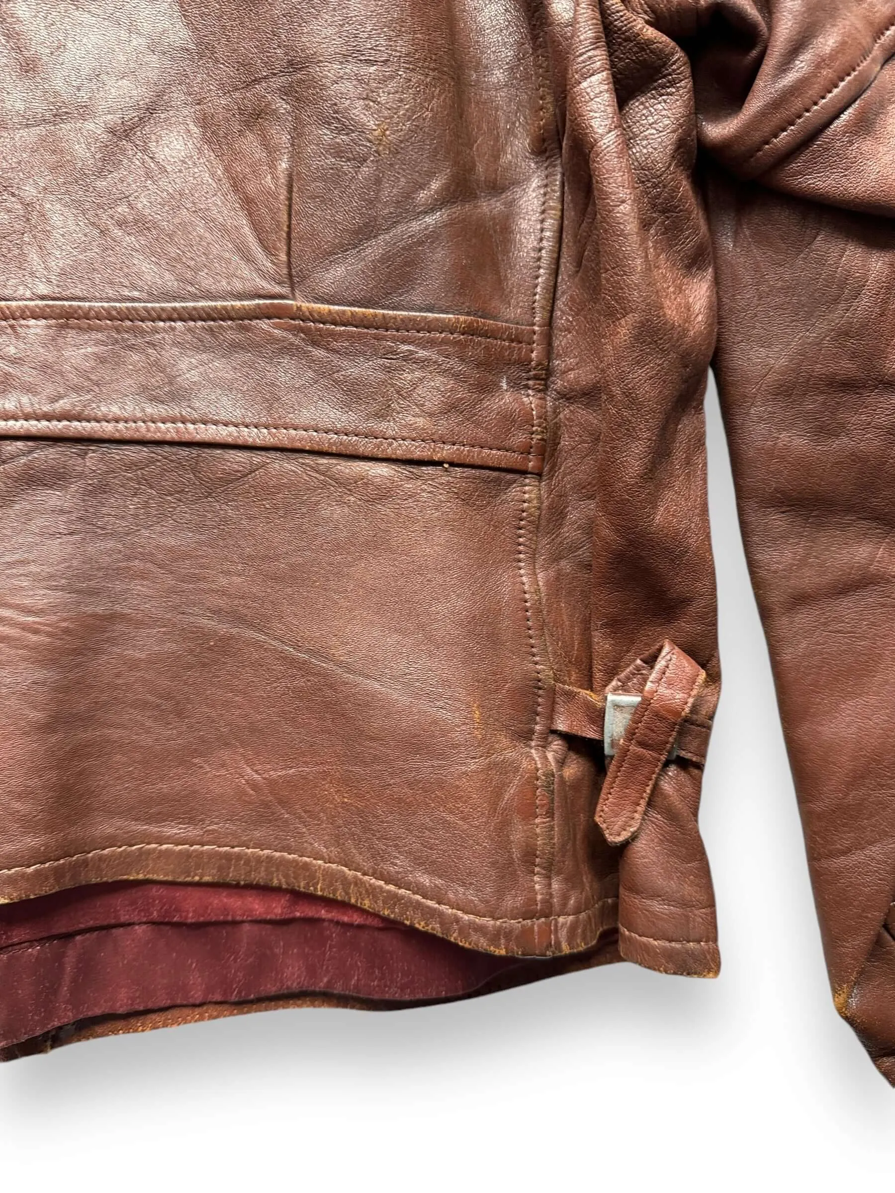 Vintage 30s/40s Era Leather Jacket with Crown Spring Loaded Zipper SZ L
