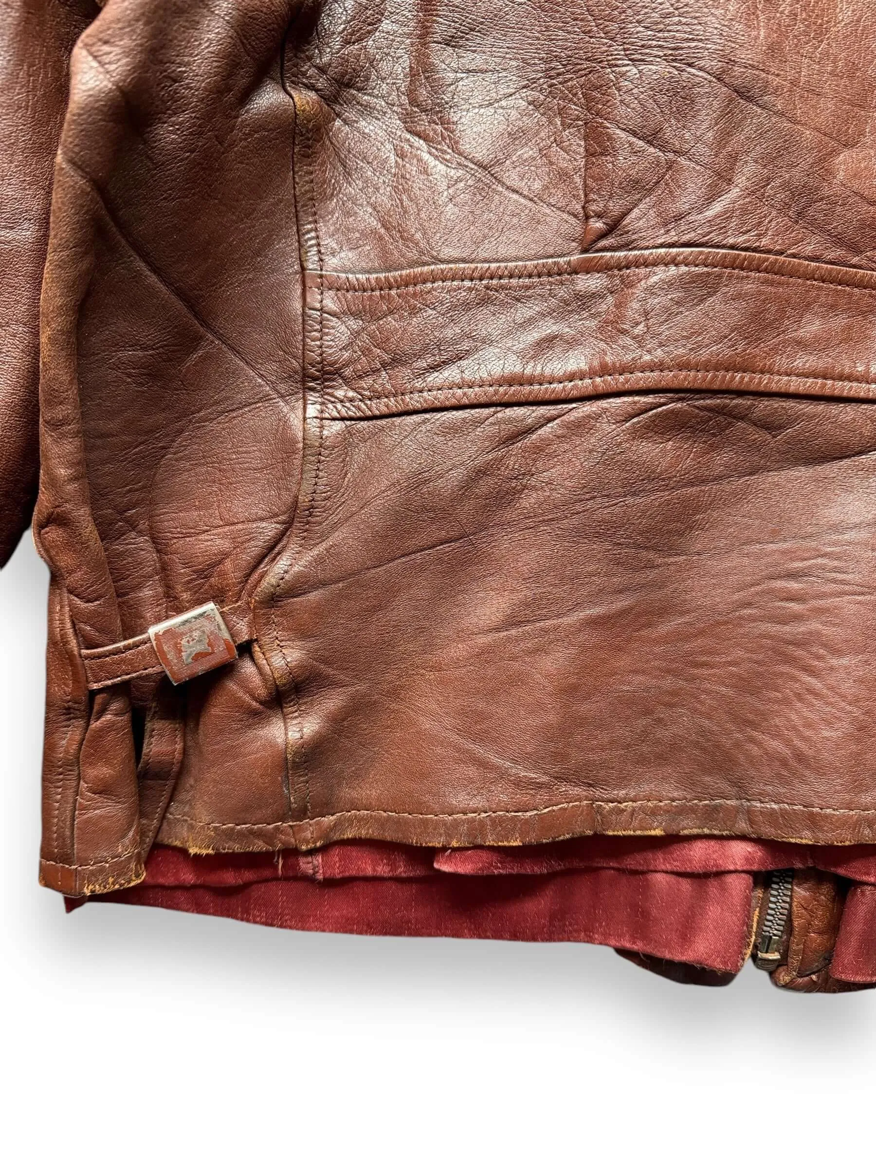 Vintage 30s/40s Era Leather Jacket with Crown Spring Loaded Zipper SZ L