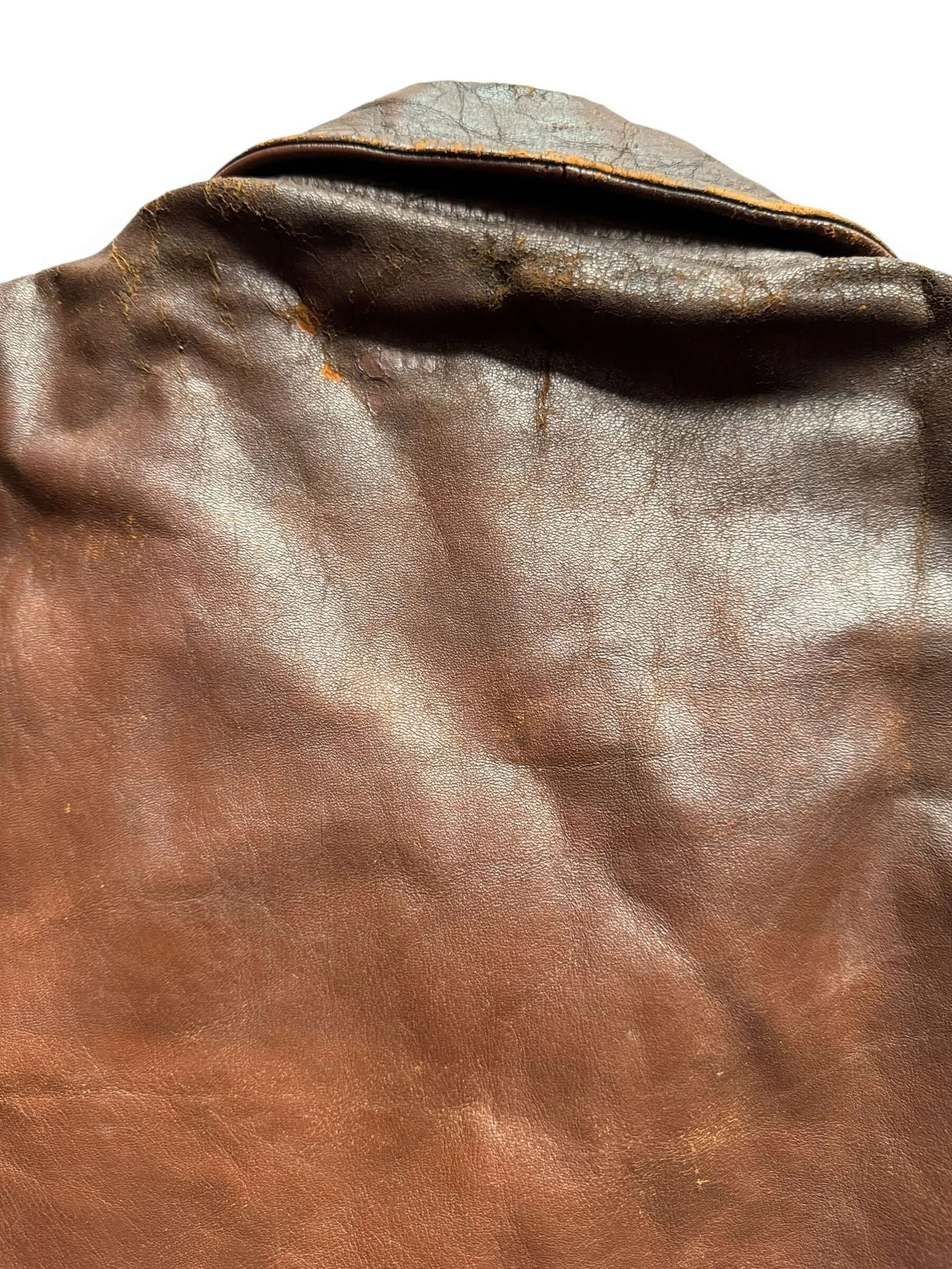 Vintage 30s/40s Era Leather Jacket with Crown Spring Loaded Zipper SZ L