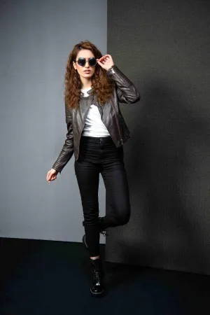 Vintage Biker Leather Jacket - Women