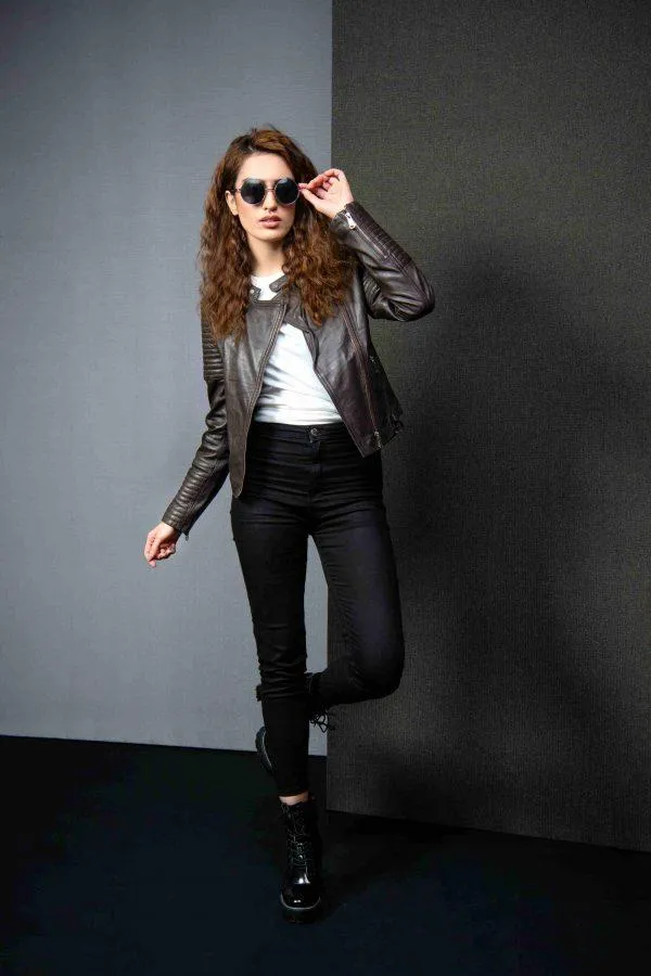 Vintage Biker Leather Jacket - Women