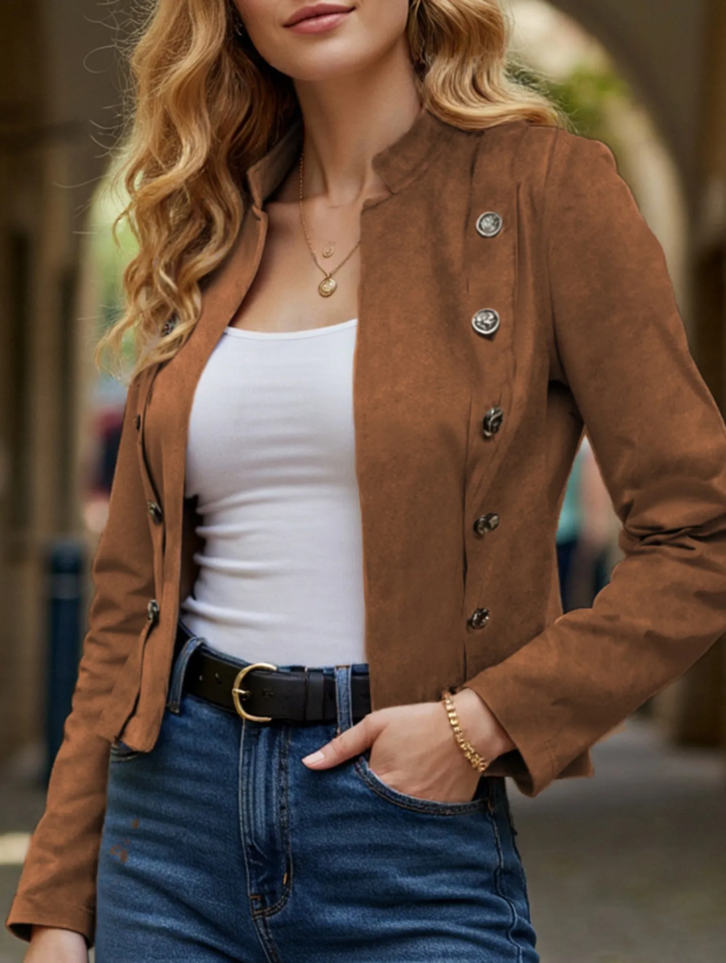 Vintage double-breasted long-sleeved jacket Relaxed Fit Shirt
