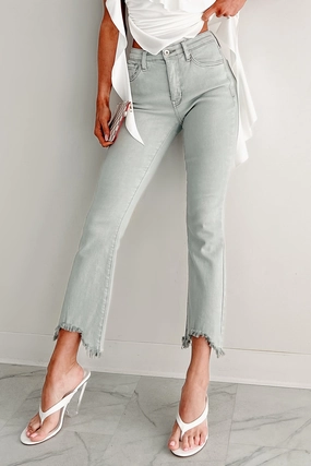 Contoured Panel Design Shape Flex Tulsa Mid Rise Tummy Control Special A Kick Flare Jeans (Light Grey)