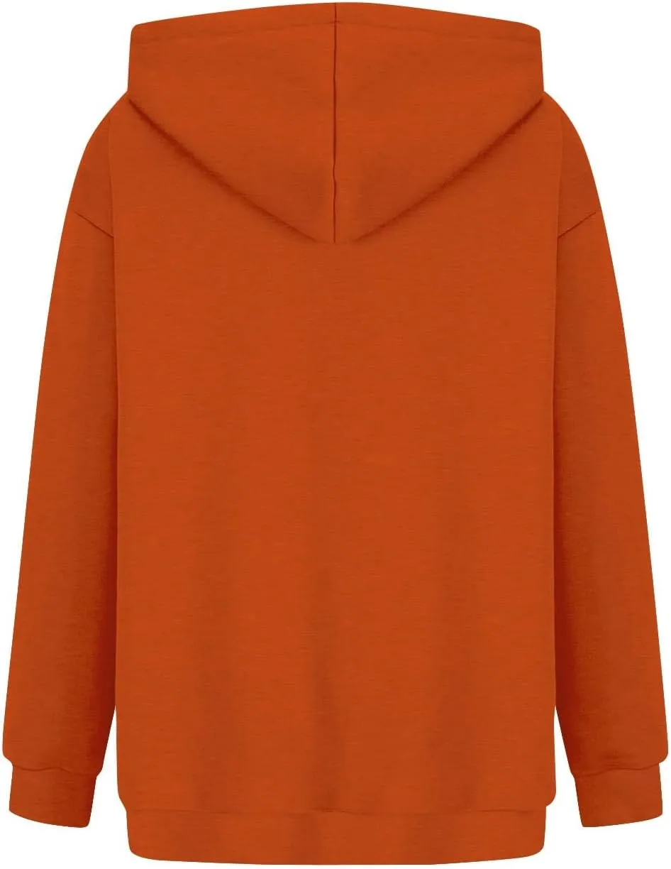 Wangxldd Ladies Fashion 2023 Halloween Novelty Hoodies Long Sleeve Drawstring Loose-Fitting Hoodies Blouse Tops for Women