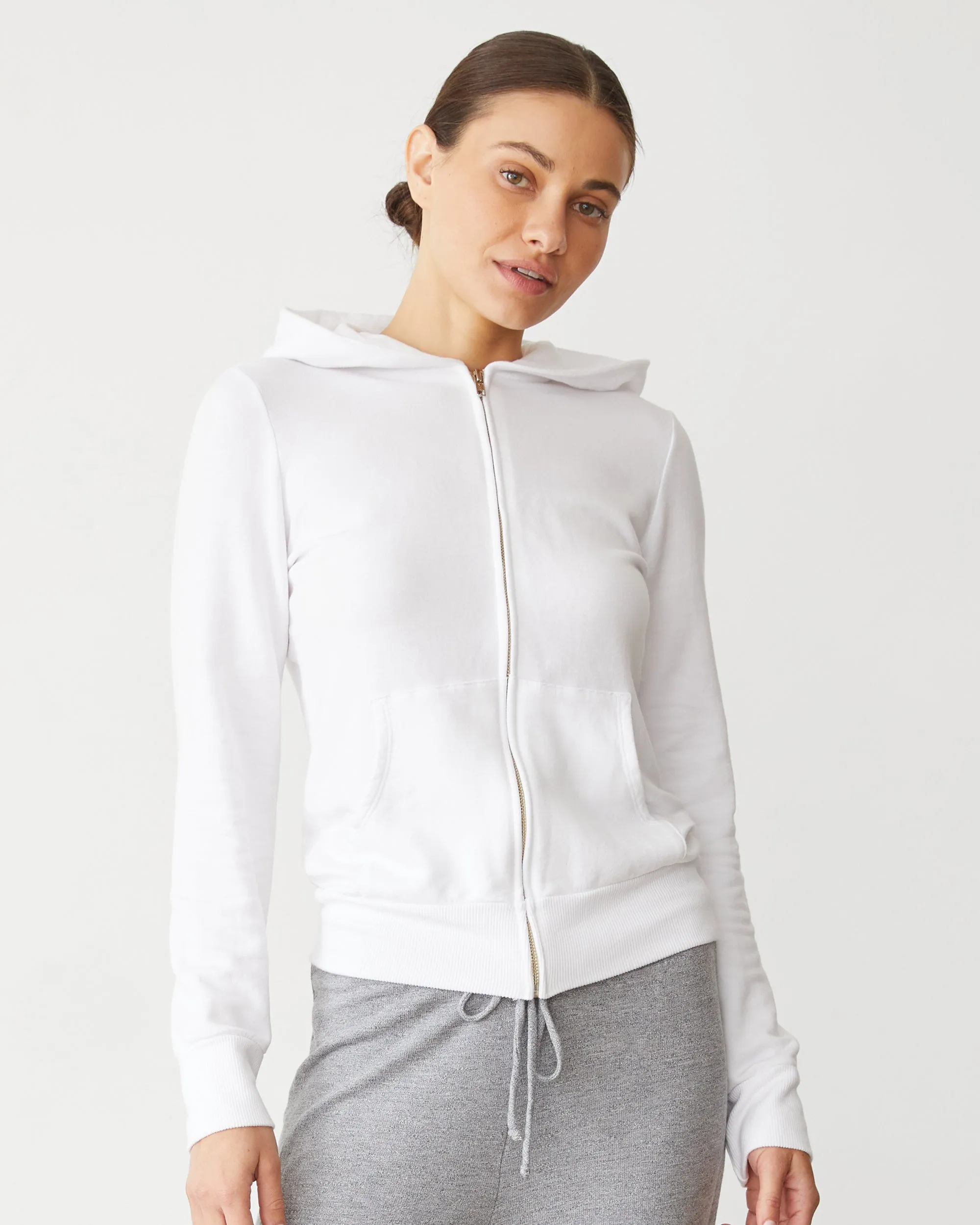 Wool-Blend Fashionable Style Softfleece Zip Up Hoody
