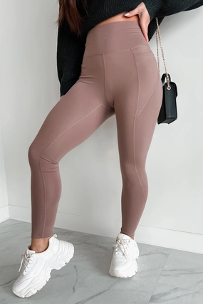 Casual Comfort Strong Spirit Side Pocket Leggings (Dusty Taupe)