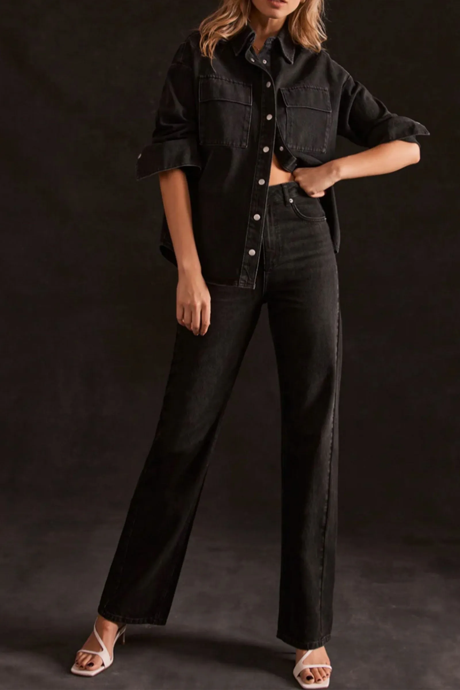 Washed Black Denim Shirt