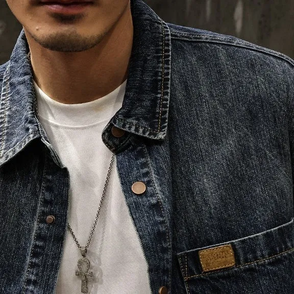 Washed Blue Denim Long Sleeve Shirt P1084