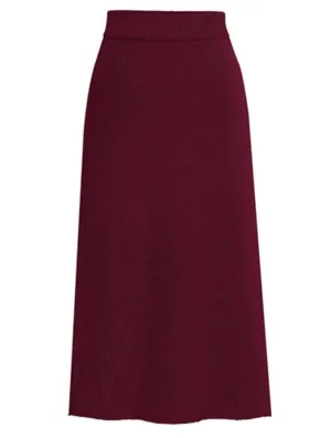 Hidden Pocket Relaxed Look SLIT BACK HIGH WAIST BAND WARM LONG SKIRT