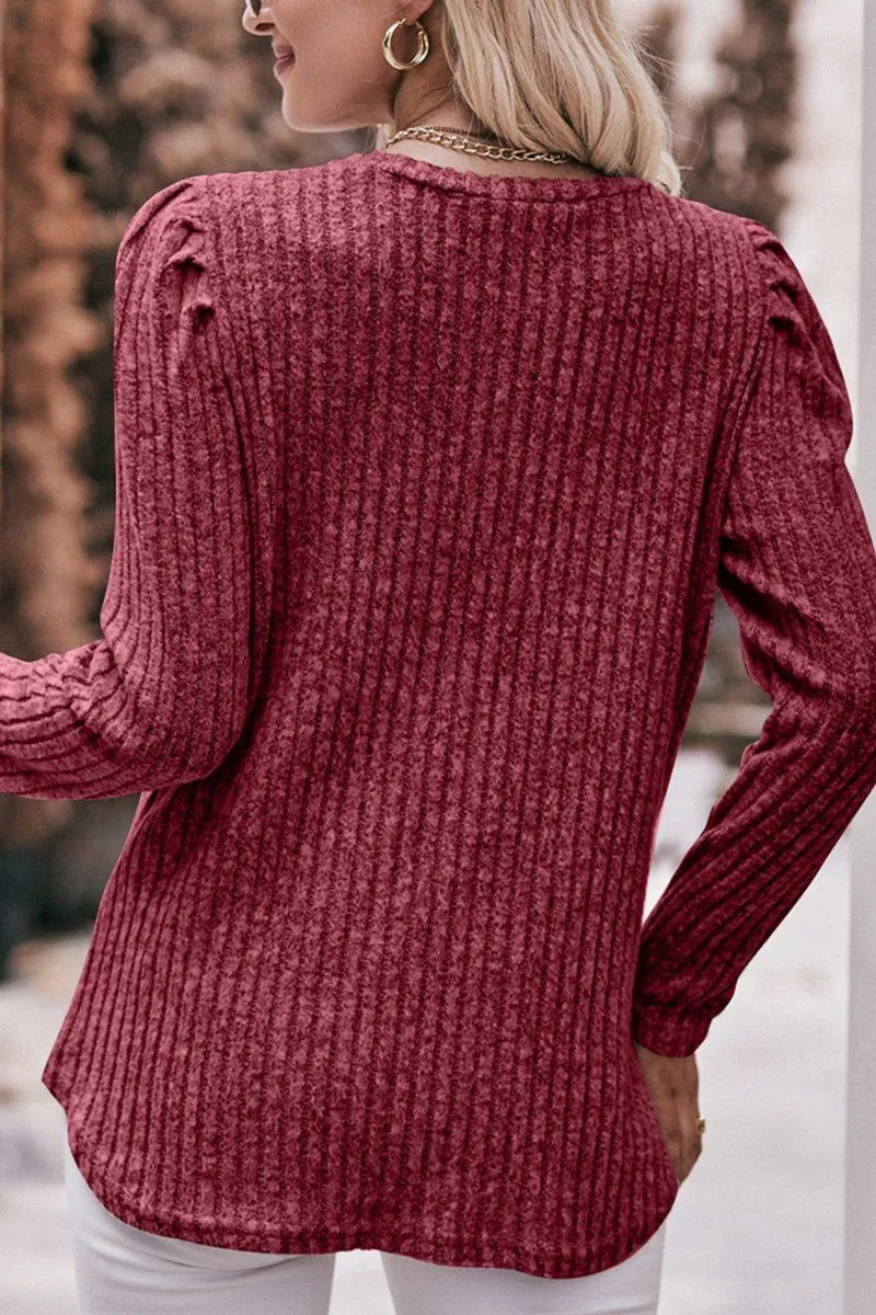 Modern Polo ZeroWastePattern WOMEN CORDUROY ROUND NECK KNIT SWEATER