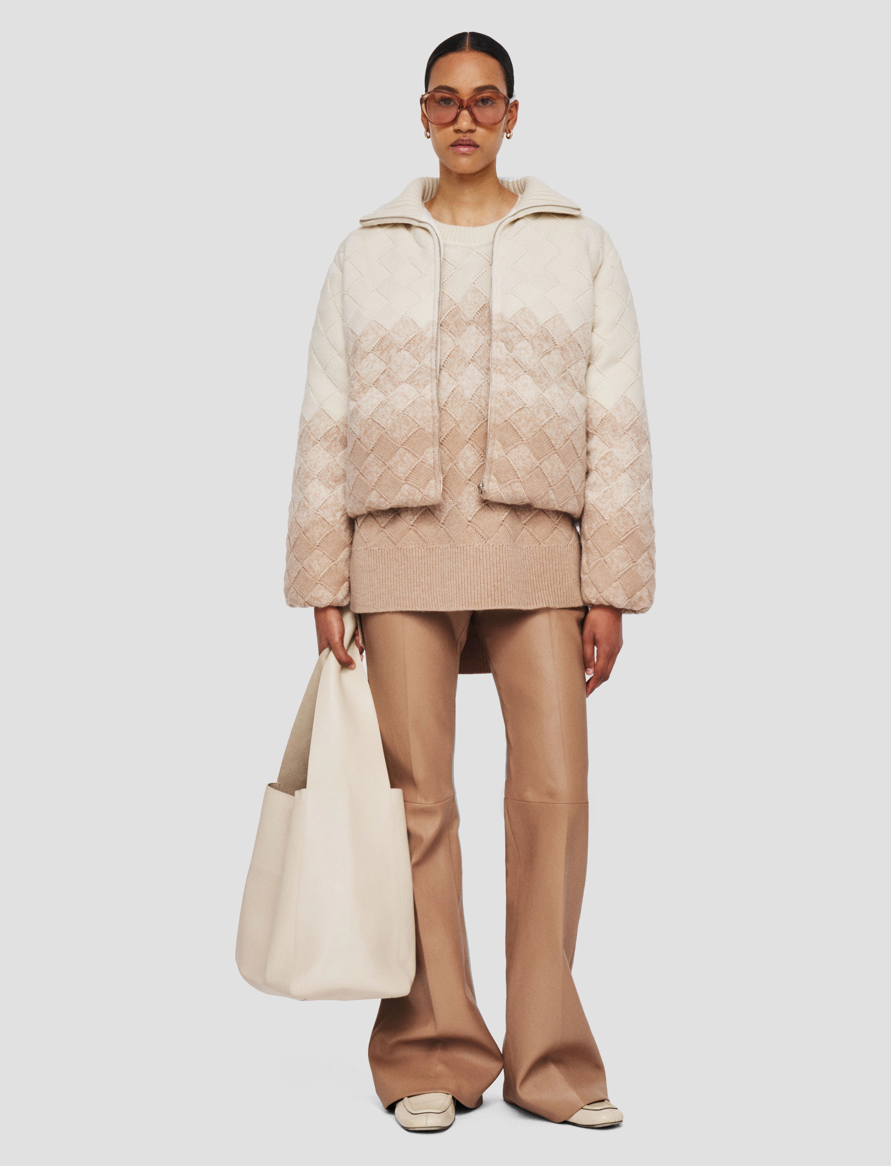 Designer Weave Knit Puffer Jacket