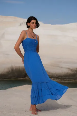 Boheme Dress Blue Collar Accent