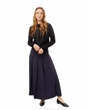 Weekend Navy Pleated Midi Skirt WW51241S-A Light Moodboard