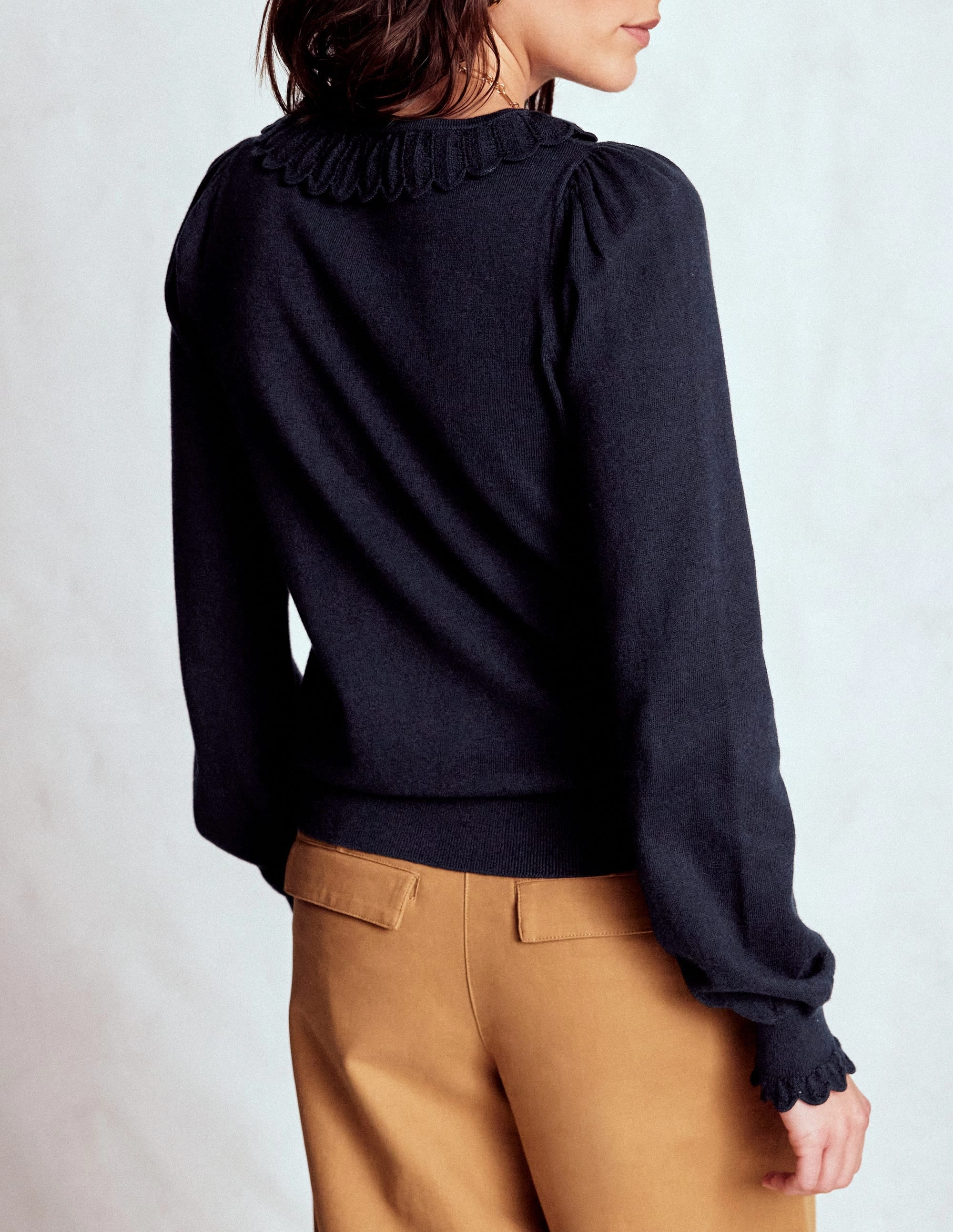 elastic waistband Urban Trend Melina Cotton Ruffle Jumper-Navy