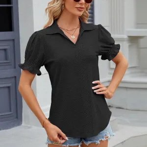 Multi Pocket Functional Design AntiPill Texture BREATHABLE POLO COLLAR SOLID SHORT SLEEVES TOP_CWTSTS0385
