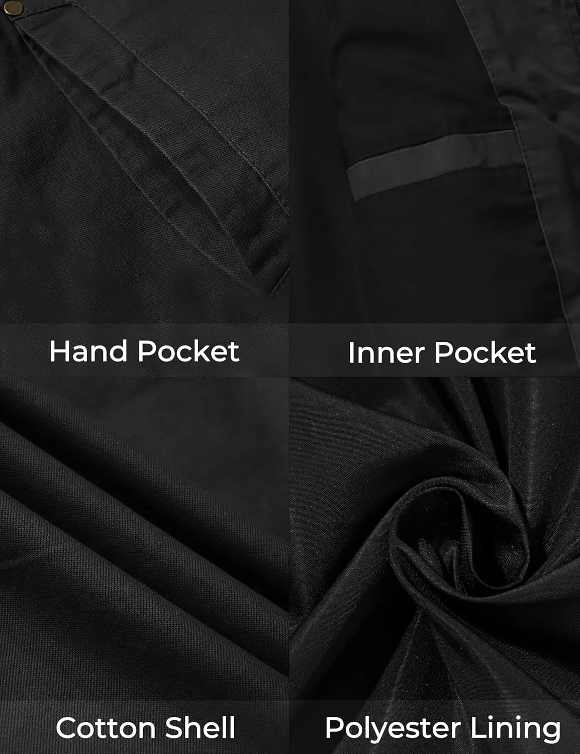 WenVen Men's Casual Canvas Cotton Military Jacket Lightweight Zip Up Outwear