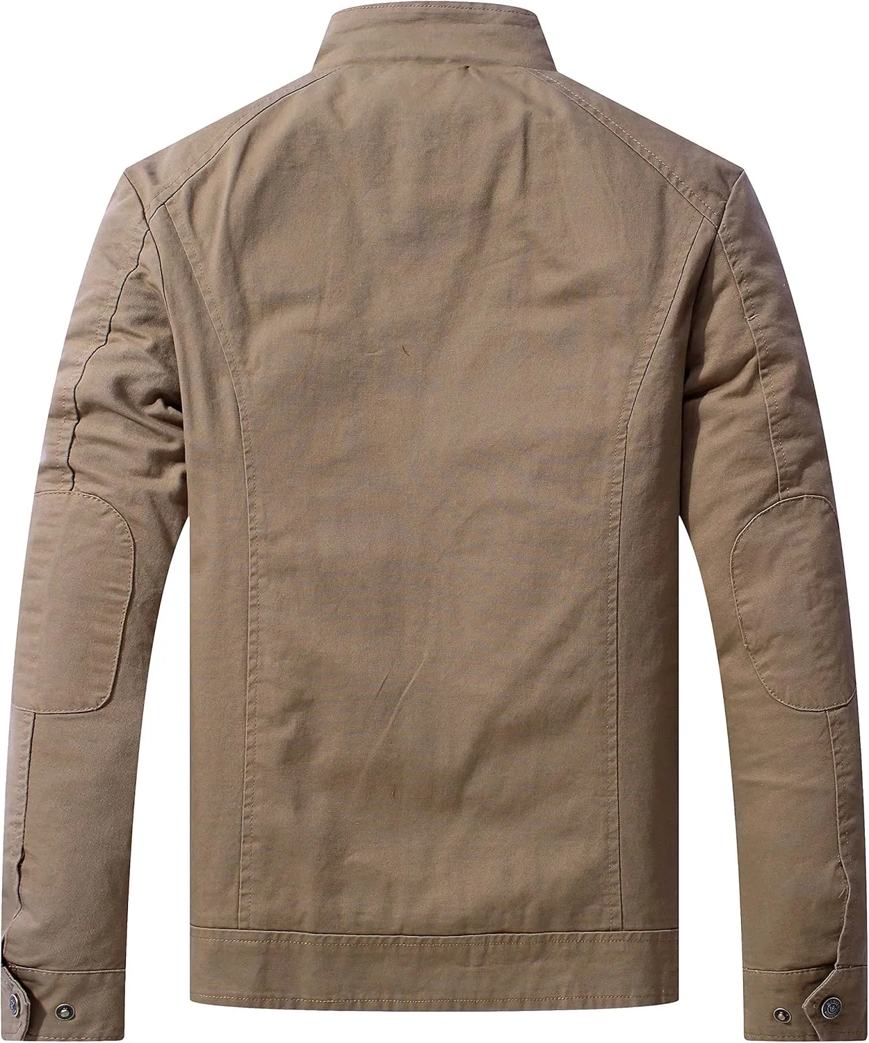 WenVen Men's Casual Canvas Cotton Military Jacket Lightweight Zip Up Outwear