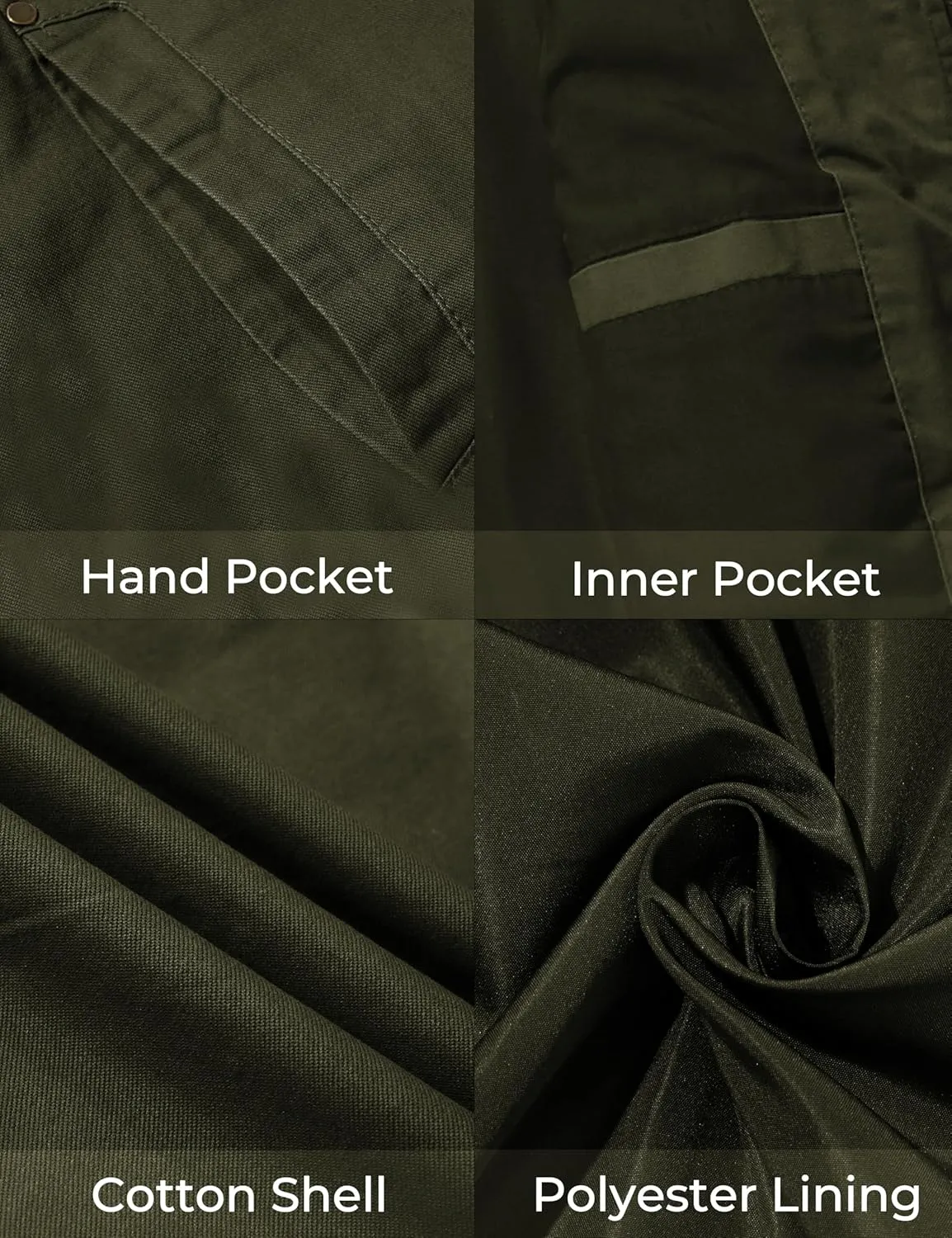 WenVen Men's Casual Canvas Cotton Military Jacket Lightweight Zip Up Outwear