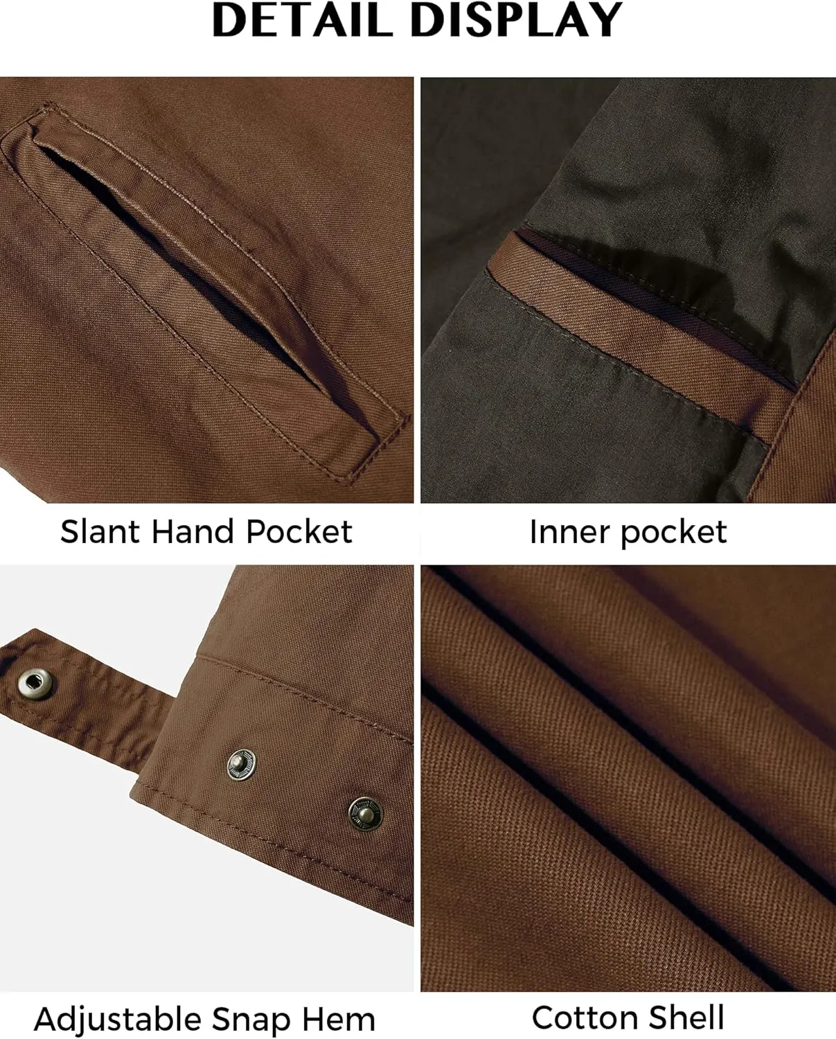WenVen Men's Lightweight Military Cotton Jacket Casual Spring Lapel Work Coat