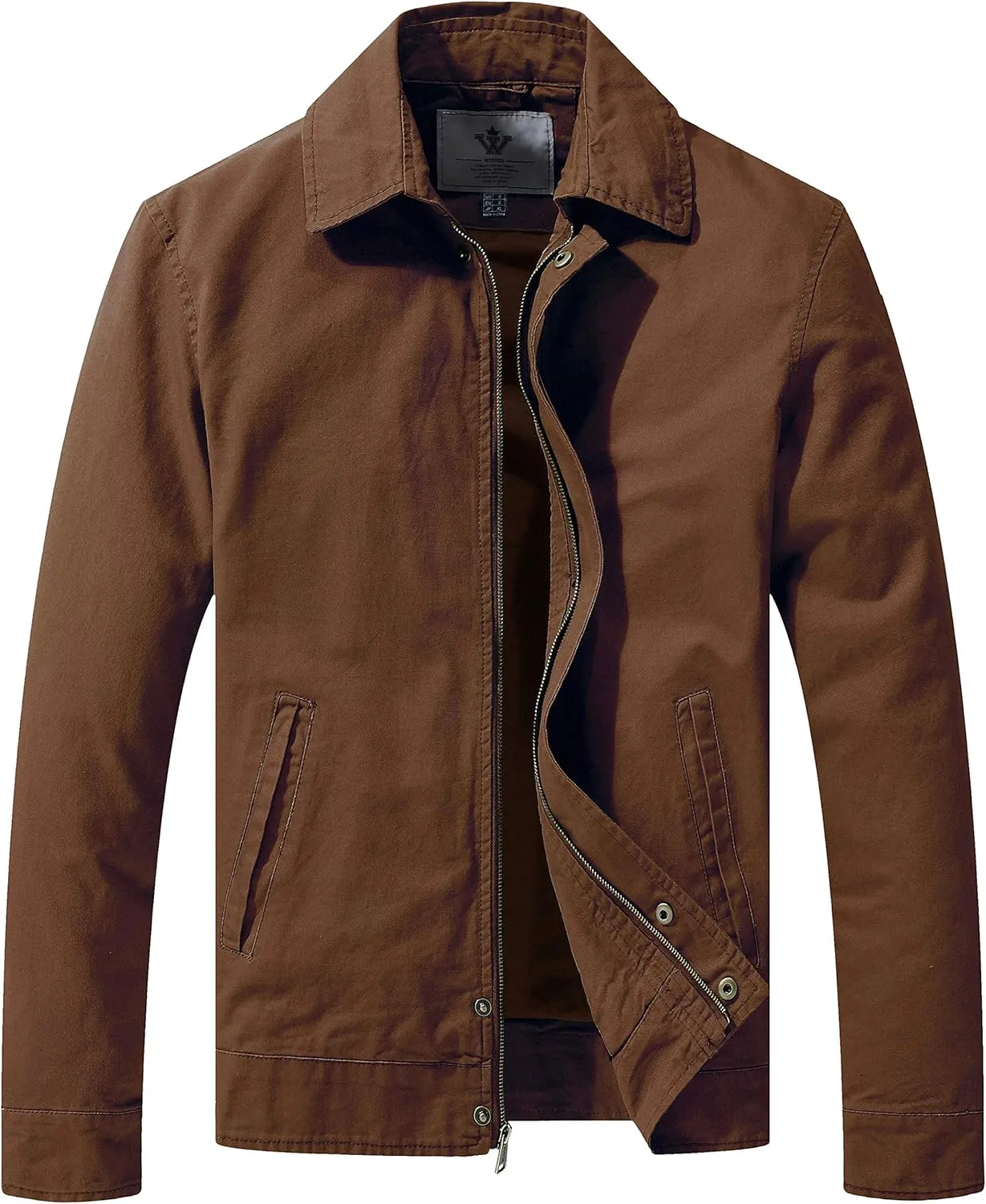WenVen Men's Lightweight Military Cotton Jacket Casual Spring Lapel Work Coat