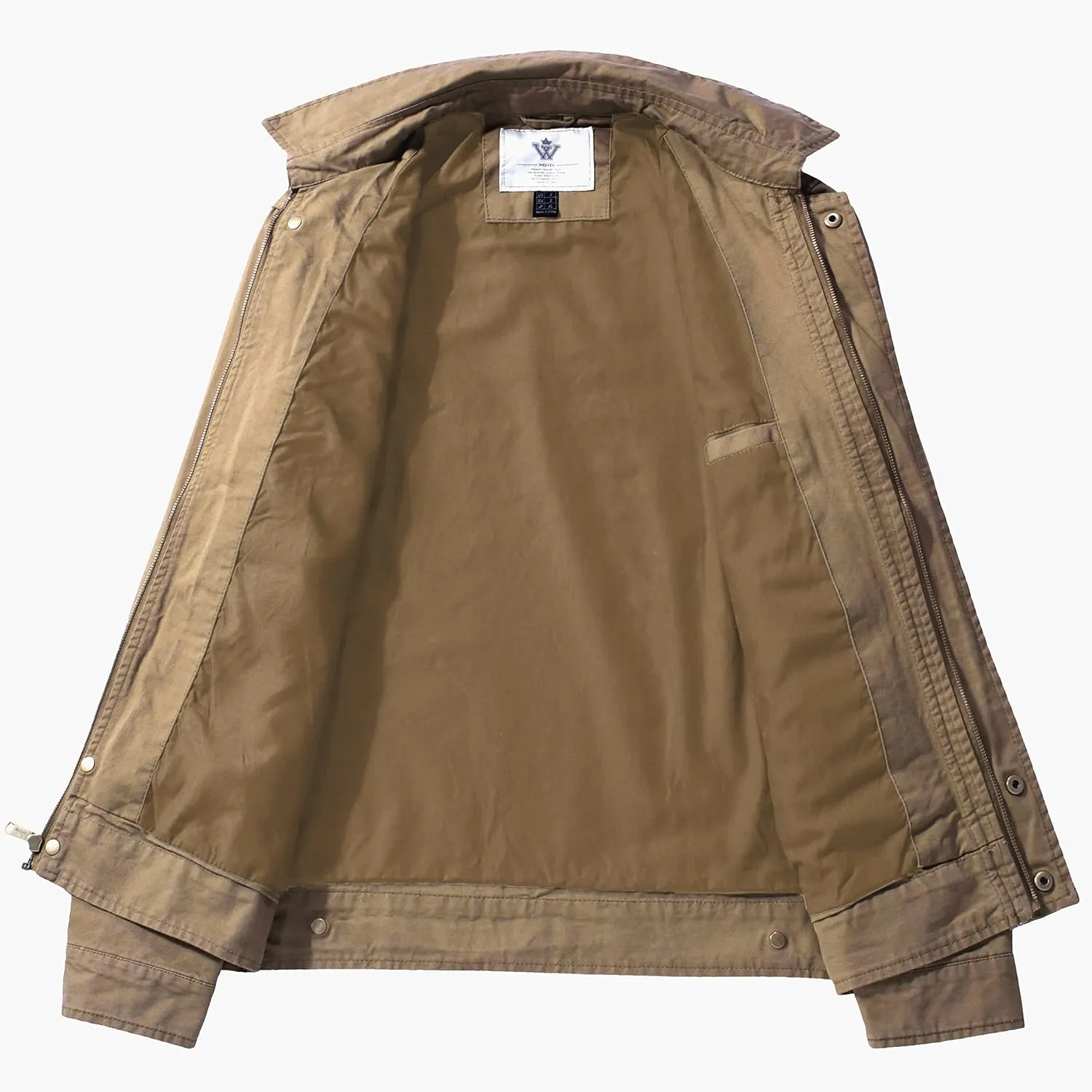 WenVen Men's Lightweight Military Cotton Jacket Casual Spring Lapel Work Coat